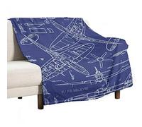 GIGEN Spitfire Concept Blueprints Blanket Cozy Soft Fluffy Outdoor Indoor Anti-Pilling Flannel Fleece Throw Blankets, 40''x50''