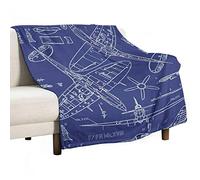 GIGEN Spitfire Concept Blueprints Blanket Cozy Soft Fluffy Outdoor Indoor Anti-Pilling Flannel Fleece Throw Blankets