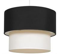 Giggi 2-Tier Fabric Lamp Shade, 30cm Easy-Fit Ceiling Light Shade, Non-Electrical Pendant Lampshades for Ceiling Lights, Table Lamps, Floor Lamps, Living Room, Bedroom (Black & White)