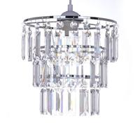 GIGGI 3-Tier Chrome Lamp Shade Crystal Chandelier, Lampshades for Ceiling Lights, Table & Floor Lamps, Pendant Light Shade Ceiling for Living Room, Bedroom, Kitchen, Hallway, Home Décor