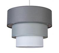 Giggi 3-Tier Fabric Lamp Shade, 30cm Easy-Fit Ceiling Light Shade, Non-Electrical Pendant Lampshades for Ceiling Lights, Lamp Shades for Table Lamps, Floor Lamps, Living Room, Bedroom (Medium Grey)