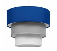 Giggi 3-Tier Fabric Lamp Shade, 30cm Easy-Fit Ceiling Light Shade, Non-Electrical Pendant Lampshades for Ceiling Lights, Lamp Shades for Table Lamps, Floor Lamps, Living Room, Bedroom (Blue Grace)