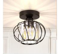Giggi Black Crystal Modern Ceiling Light, E27 Semi-Flush
