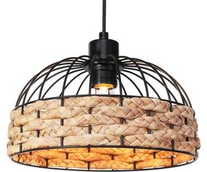 GIGGI Large Metal & Rope Light Shade, Retro Black Lamp Shade with Jute Rope Lamp Shades Ceiling, Rattan Lampshade, Pendant Lampshades for Ceiling Lights, Living Rooms, Kitchen, Bedroom, Hallways