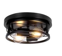 Giggi Round Black 2-Way Ceiling Light With E27 Flush Light Fittings