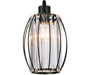 GIGGI Small Black Crystal Light Shade 16cm x 20cm, Cylinder Shape with Oval Rings, Lampshades for Ceiling Lights & Bedside Lamps, Lamp Shades for Bedroom, Living Room, Kitchen, Hallway