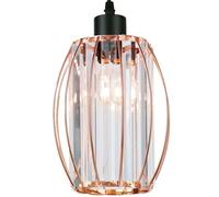 GIGGI Small Crystal Light Shade Rose Gold, 16cm x 20cm, Cylinder Shape with Oval Rings, Lampshades for Ceiling Lights & Bedside Lamps, Lamp Shades for Bedroom, Living Room, Kitchen, Hallway