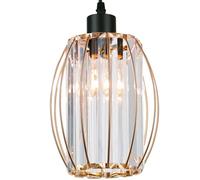 GIGGI Small Gold Crystal Light Shade 16cm x 20cm, Cylinder Shape with Oval Rings, Lampshades for Ceiling Lights, Lamp Shades for Bedroom, Living Room, Kitchen, Hallway