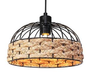 GIGGI Small Metal & Rope Light Shade, Retro Black Light Shade with Jute Rope Lamp Shades Ceiling, Rattan Lampshade, Pendant Lampshades for Ceiling Lights, Living Rooms, Kitchen, Bedroom, Hallways