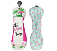 Giggle Golf Utility/Hybrid Head Cover, Colorful Club Covers for Women & Men (Flamingos White)