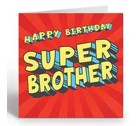 GIGGLE GREETINGS Brother Birthday Card - Super Hero Text Birthday Card For a Brother With Yellow Envelope - Eco Friendly Card