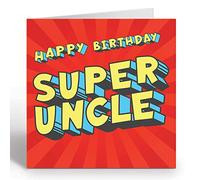 GIGGLE GREETINGS Uncle Birthday Card - Super Hero Text Birthday Card For a Uncle With Yellow Envelope - Eco Friendly Card