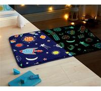 Giggles & Bubbles Boys Girls Glow in The Dark Throw Blanket and Matching Mat or Kids Print Throw Blanket Warm Super Soft Plush Fleece 120 x 150 cm