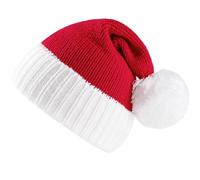 Giggling Getup Adult Knit Christmas Beanie Hat with Pom Poms, Red Christmas Elf Santa Hat for Adult, Women, Men Hat Party Dress Up