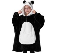 Giggling Getup Panda Wearable Blanket Hoodie - Oversized Soft Sherpa Fleece Hooded Blanket - Warm Cozy Plush Flannel Blanket Sweatshirt Gifts - with Giant Pocket and Sleeves for Kids Girls Boys