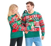 Giggling Getup Ugly Christmas Sweaters for Men, Naughty Sequin Christmas Sweater, Funny Green Ugly Sweater