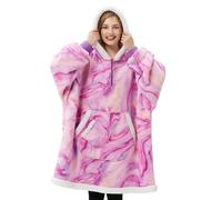 Giggling Getup Wearable Blanket Hoodie for Adults Gifts for Teen Girls Sister Women Sherpa Fleece Printed Hooded Blanket Sweatshirt Warm Cozy with Pocket & Sleeves Purple Texture Pattern