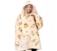 Giggling Getup Wearable Blanket Hoodie for Women Men - Oversized Flannel Sherpa Fleece Sweatshirt Blanket - with Giant Pocket & Sleeves - Cozy Warm Blanket Birthday Gifts for Adults Cat