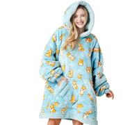 Giggling Getup Wearable Blanket Hoodie for Women Men - Oversized Flannel Sherpa Fleece Sweatshirt Blanket - with Giant Pocket & Sleeves - Cozy Warm Blanket Birthday Gifts for Adults Corgi