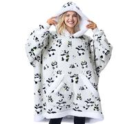 Giggling Getup Wearable Blanket Hoodie for Women Men - Oversized Flannel Sherpa Fleece Sweatshirt Blanket - with Giant Pocket & Sleeves - Cozy Warm Blanket Birthday Gifts for Adults Panda