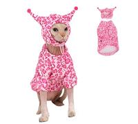 GigglyHouse Sphynx Cat Clothes, Cat Suit with Hat and Sweatshirt, Full Set for Hairless Cats, Cornish Rex and Devon Rex (Pink Suit, L(6.5-8lbs))