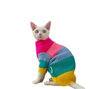 GigglyHouse Sphynx Cat Clothes, Colorful Knitted Sweater for Sphynx and Hairless Cat Breeds, Warm Winter Clothes for Cornish Rex and Devon Rex (M(3.5-5.5 lbs))