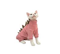 GigglyHouse sphynx cat clothes, dinosaur costume, Hairless Cats Warm Clothes for Cornish Rex and Devon Rex (Red, XS(1-2lbs))