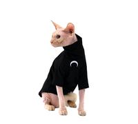 GigglyHouse Sphynx Cat Clothes, Moon Print Turtleneck Cotton T-Shirt for Devon Rex Sphynx Cats (Black Long Sleeve, Small)