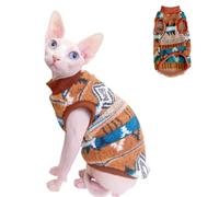 GigglyHouse Sphynx Cat Winter Sweater, Warm Soft Fluffy Pet Clothes, for Hairless Cats, Cornish Rex, Devon Rex (Orange, M (3.5-5 lbs))