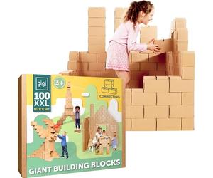 GIGI Bloks 100 XXL Large Building Blocks for Kids Stackable & Interlocking | Children's Cardboard Building Bricks, Sturdy and Easy to Assemble | Creative & Educational Real-Size Kids Construction Toys