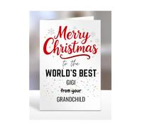 Gigi card from Grandchild, Merry Christmas to the World's Best, gifts for men, women, greetings card, female, male, him, her, presents, A5-260a_240