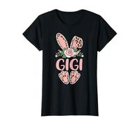 Gigi Cute Leopard Bunny Ears Floral Easter T-Shirt