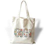Gigi Floral Canvas Tote, Reusable Shoulder Shopping Bag, Gift for Gigi