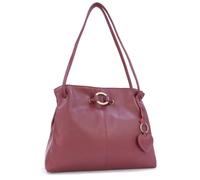 Gigi - Ladies Leather Shoulder Bag - Medium Tote Handbag With Multiple Compartments - With Heart Keyring Charm - Othello 4323 - Burgundy