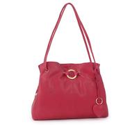 Gigi - Ladies Leather Shoulder Bag - Medium Tote Handbag With Multiple Compartments - With Heart Keyring Charm - Othello 4323 - Red