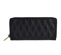 Gigi Ladies Quilted Leather Continental Purse/Wallet Zip Around (Navy)