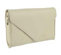 Gigi Ladies Small Soft Classic Leather Envelope Clutch Handbag with Shoulder Strap - Ivory