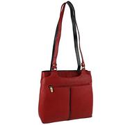 Gigi Ladies Soft Leather Shoulder Handbag Othello Collection - Red/Black