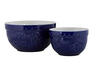 Gigi Round Mixing Bowls, Blue, Set of 2