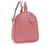 Gigi - Small Leather Fashion Backpack For Women - Rucksack With Adjustable Shoulder Straps - Multiple Pockets - 9167AG - Pink
