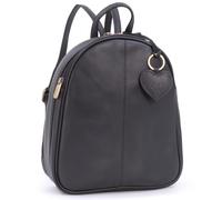 Gigi - Small Leather Fashion Backpack For Women - Rucksack With Adjustable Shoulder Straps - Multiple Pockets - 9167AG - Black