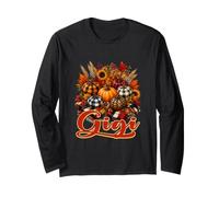 Gigi Thanksgiving Colorful Leopard Pumpkin Fall Flowers Long Sleeve T-Shirt