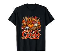 Gigi Thanksgiving Colorful Leopard Pumpkin Fall Flowers T-Shirt