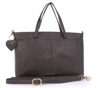 Gigi - Women's Large Leather Shoulder Bag - Work Tote Handbag - Additional Crossbody Strap - With Heart Keyring Charm - Othello 6490 - Antique Brown