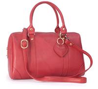 Gigi - Women's Leather Top Handle Bag - Ladies Medium Handbag - Detachable Cross Body Strap - With Heart Keyring Charm - Othello 5067 - Red