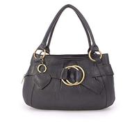 Gigi - Women's Leather Top Handle Bag - Ladies Small Handbag - With Heart Keyring Charm - Othello 4466 - Black