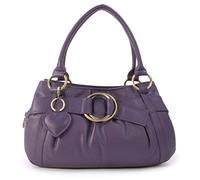 Gigi - Women's Leather Top Handle Bag - Ladies Small Handbag - With Heart Keyring Charm - Othello 4466 - Purple