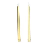 Gigicial 2 PCS LED Flameless Taper Candles, LED Flameless Candlesticks Fake Candles Flickering Tapered Candles for Valentine's Day, Wedding (All Sprayed Gold)