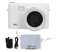 Gigicial 4K Digital Camera, 64MP 3.0 Inch TFT LCD Touchscreen Screen Compact Portable Vlogging Camera with 18X Zoom for Live Streaming and Webcasting (White)