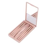 Gigicial Travel Makeup Brush Set 5PCS Mini Makeup Kit Portable Complete Function Cosmetic Brushes Kit, Multifunctional Cosmetic Brushes Set with Mirror Box